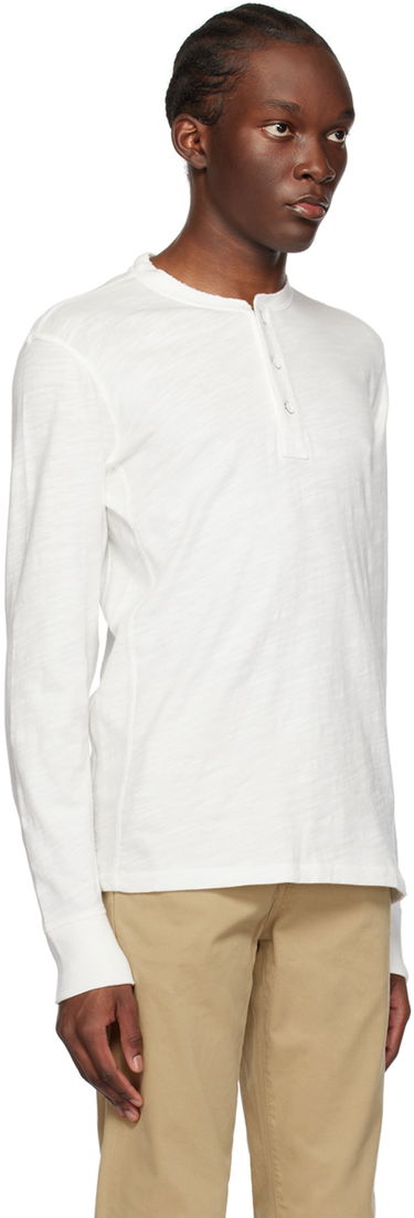 Tričko rag & bone Rag & Bone Long Sleeve Henley Shirt Biela | M000T656G, 1