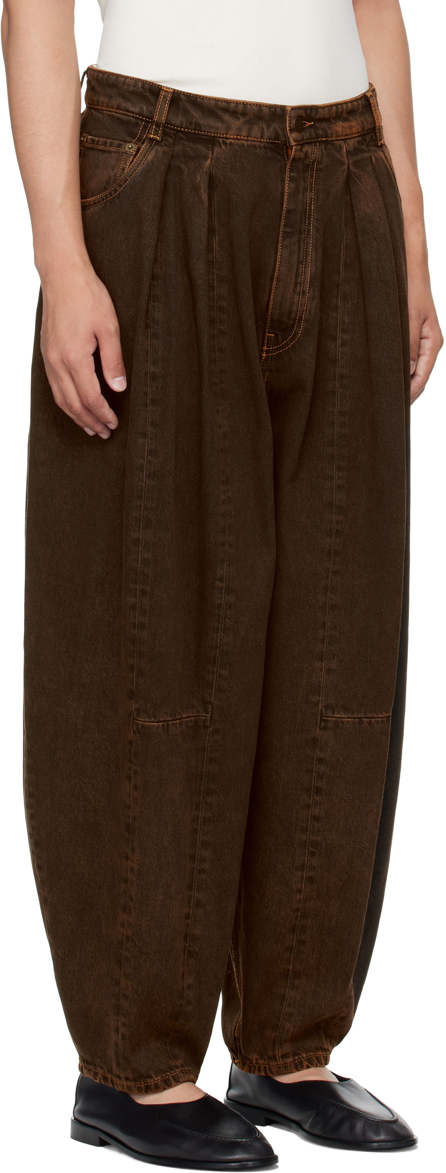 Nohavice HED MAYNER Hed Mayner Pleated Denim Trousers Hnedá | HMMB67030A-HB252, 1