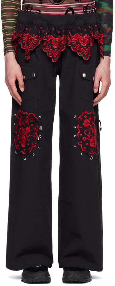 Cargo nohavice Chopova Lowena Embroidered Wide-Leg Cargo Trousers Čierna | 4072, 0