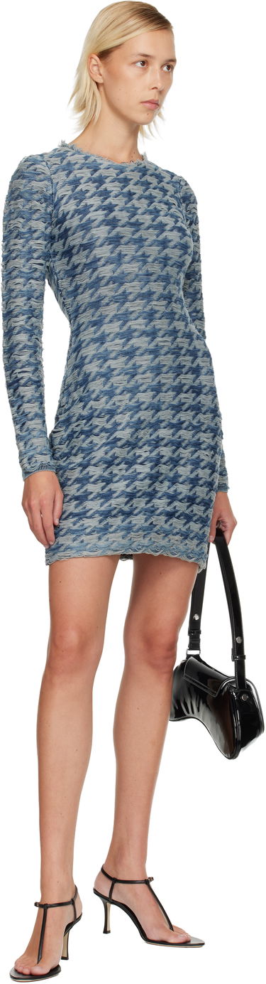 Šaty Diesel Houndstooth Knit Minidress M-Halma Modrá | A21446 0EGCA, 3