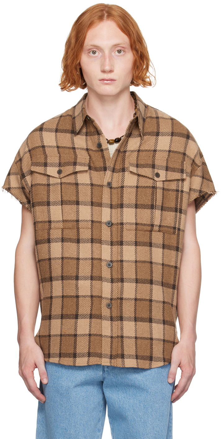 Košeľa Dries Van Noten Brown Check Shirt Béžová | 242-020713-9292, 0