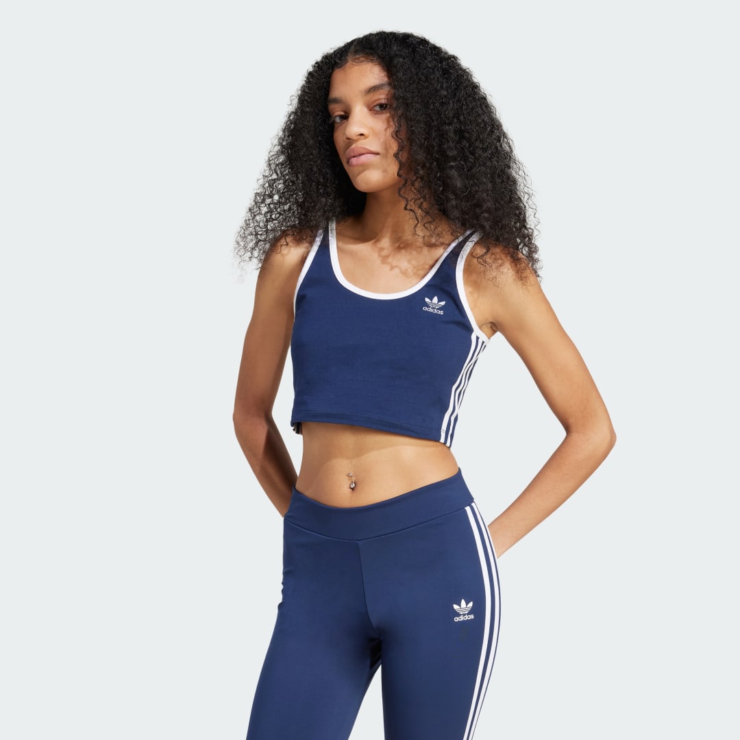 Tielko adidas Performance Adicolor 3-Stripes Crop Tank Top Modrá | JX5147, 0