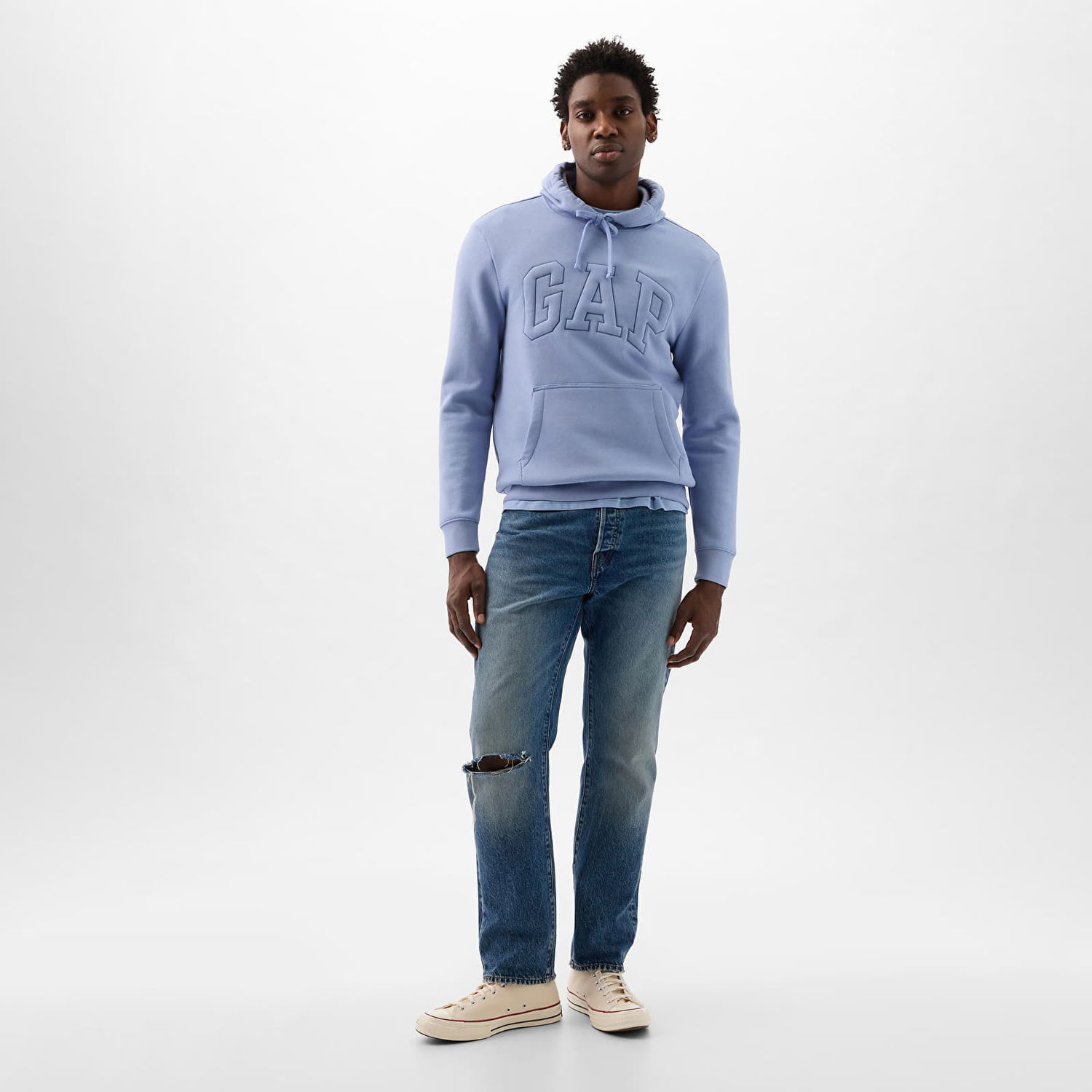 Mikina GAP Pullover Puff Logo Hoodie Distant Blue Modrá | 890126-01, 1