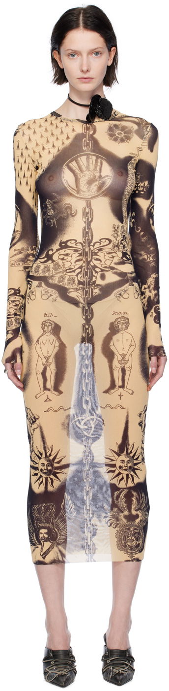 Šaty Jean Paul Gaultier Gaultier Heraldique Mesh Midi Dress Béžová | 23/15-F-RO075-T539-6359, 0