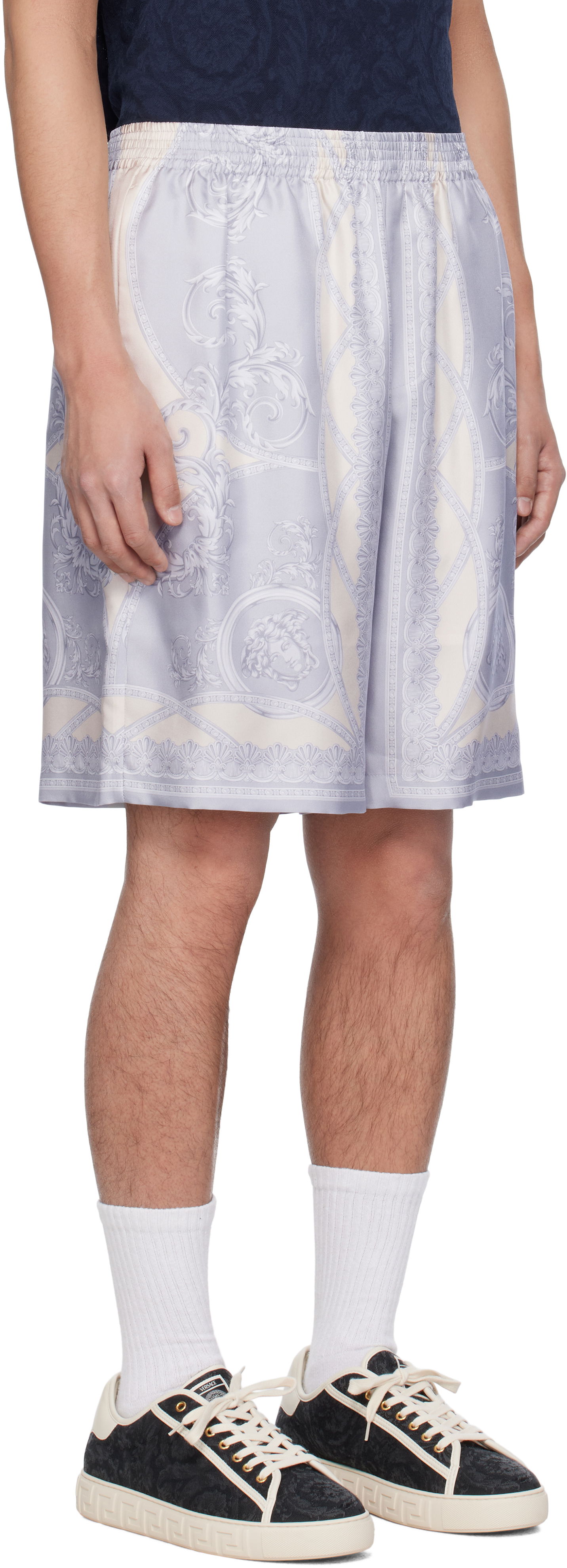 Šortky Versace Versace 'La Coupe des Dieux' Silk Shorts Fialová | 1002476_1A11391, 1