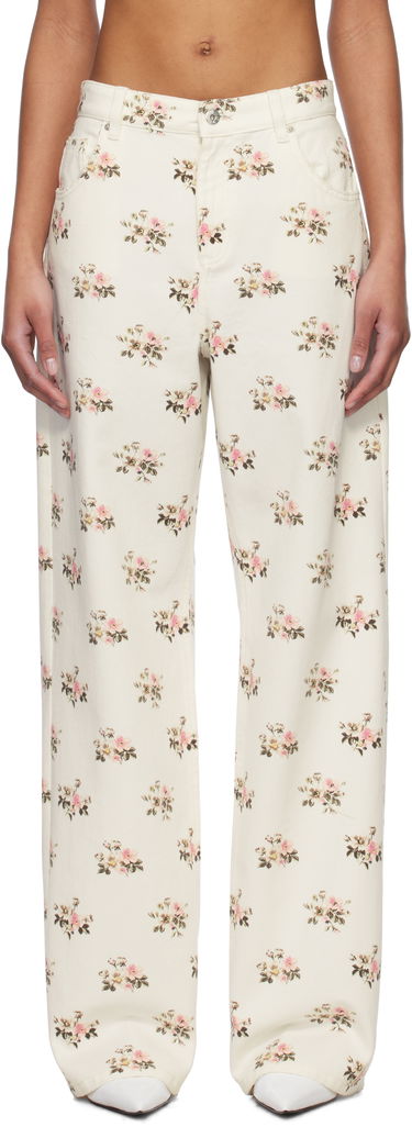 Džínsy Blumarine Blumarine Boyfriend Floral-Print Jeans Biela | P522J186A, 0