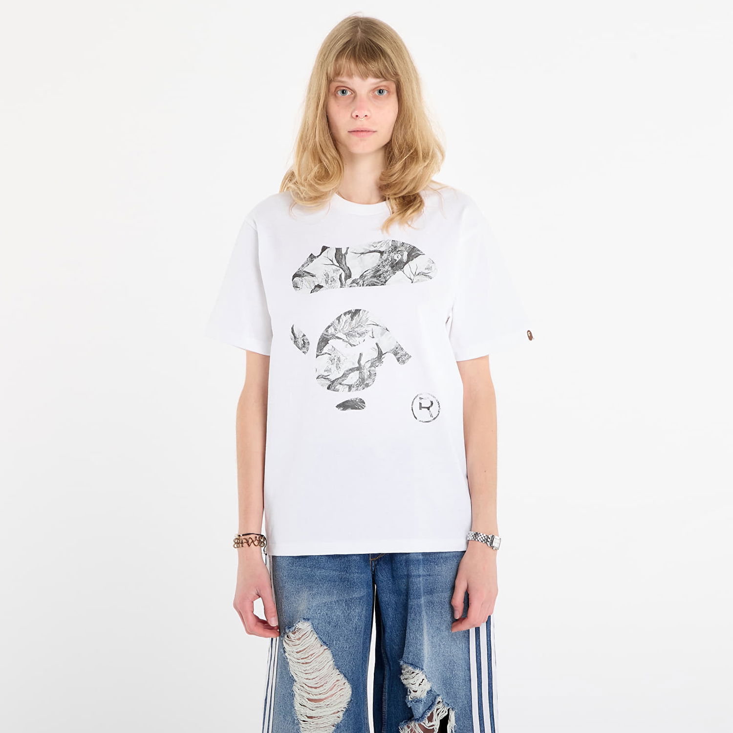 Tričko BAPE Tree Edge Camo Ape Face T-Shirt XXL Biela | 001TEL801032MWH1, 1