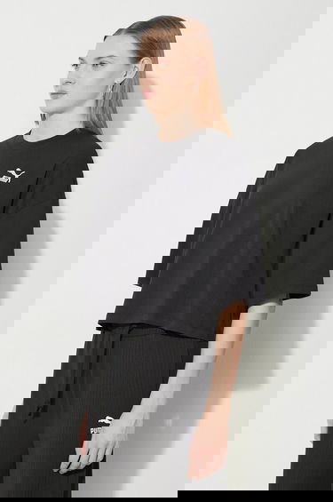 Crop Top Puma Cotton Relaxed Fit Cropped T-Shirt Čierna | 624226, 3