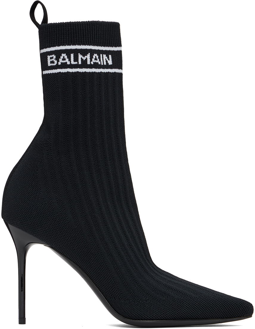 Oblečenie Balmain Balmain Skye Knit Sock Boots Čierna | CN0TA641TSKT, 0