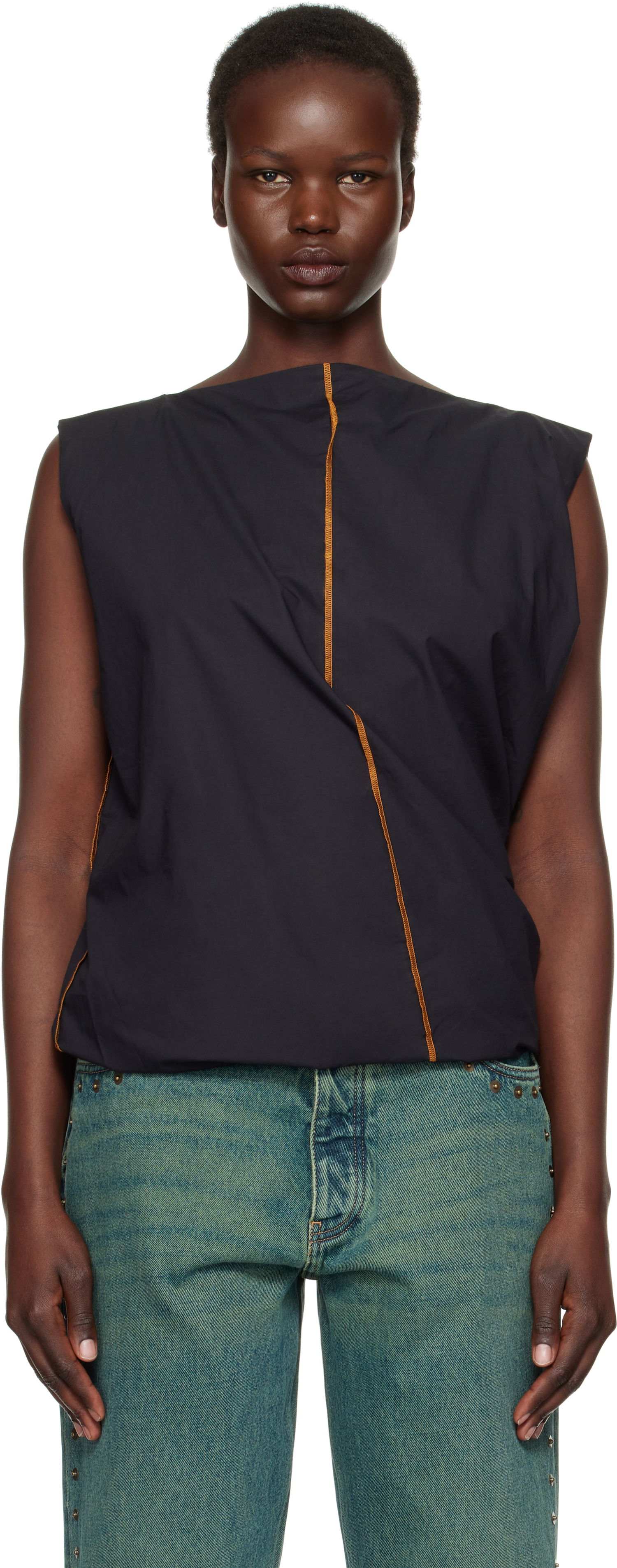 Tielko Baserange Sleeveless Turn Neck Top Čierna | TOTU-PO-SP25, 0