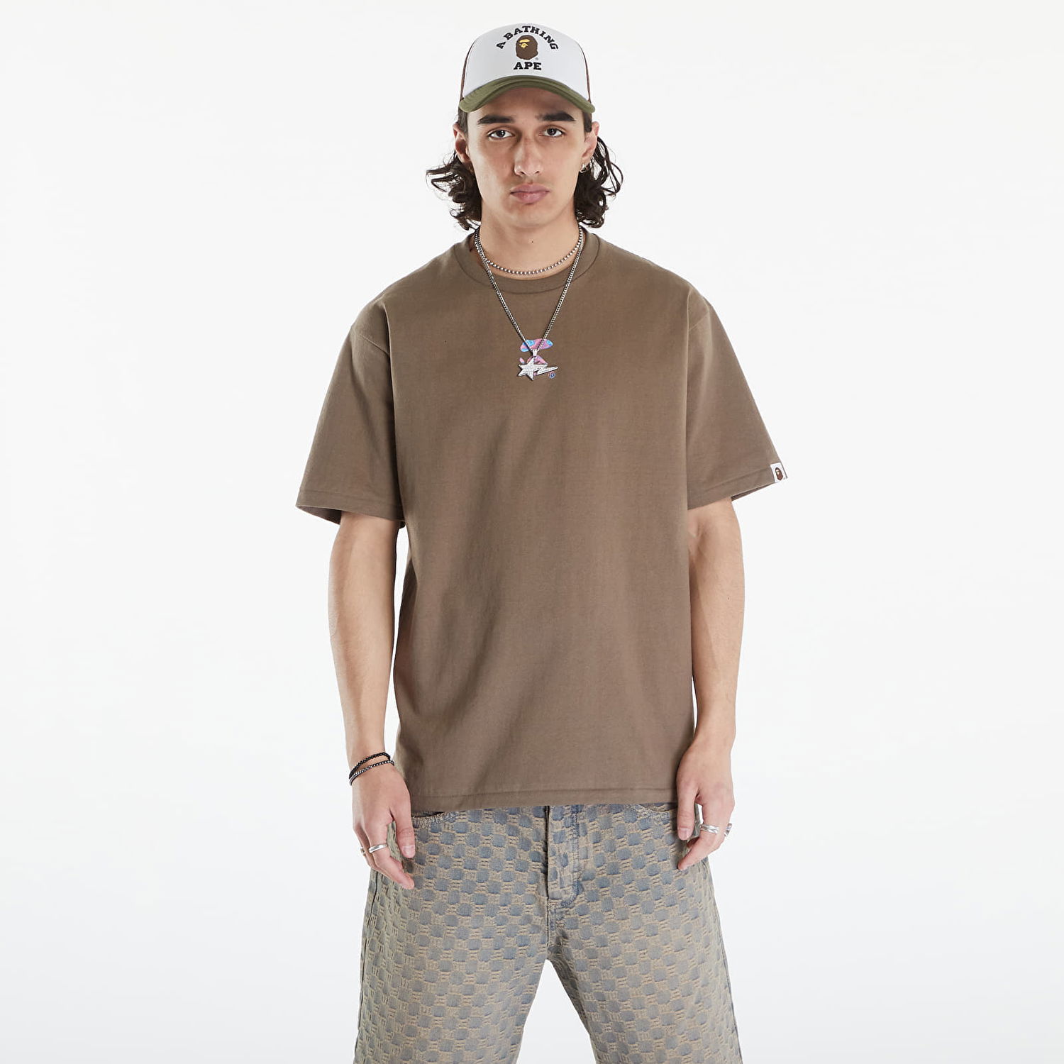 Tričko BAPE A BATHING APE Liquid Camo Small Ape Face Tee Brown Hnedá | 001TEK301306M BRW, 0