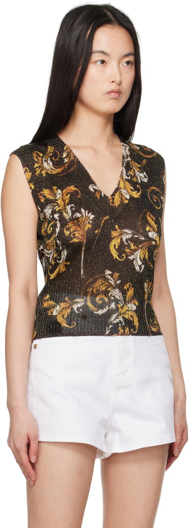 Tielko Versace Versace Jeans Couture Barocco Lurex Vest Čierna | E78HAFM06_ECMN45, 1
