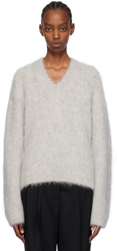 Sveter TOTEME Petite V-Neck Sweater Šedá | 241-WRT1032-YA0013, 0