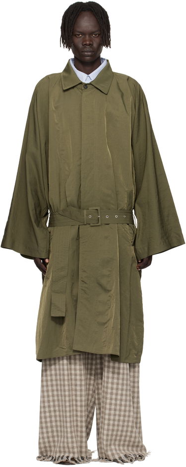 Trenčkot HED MAYNER Hed Mayner Crinkled Trench Coat Zelené | HMMB10043A-HB219, 0