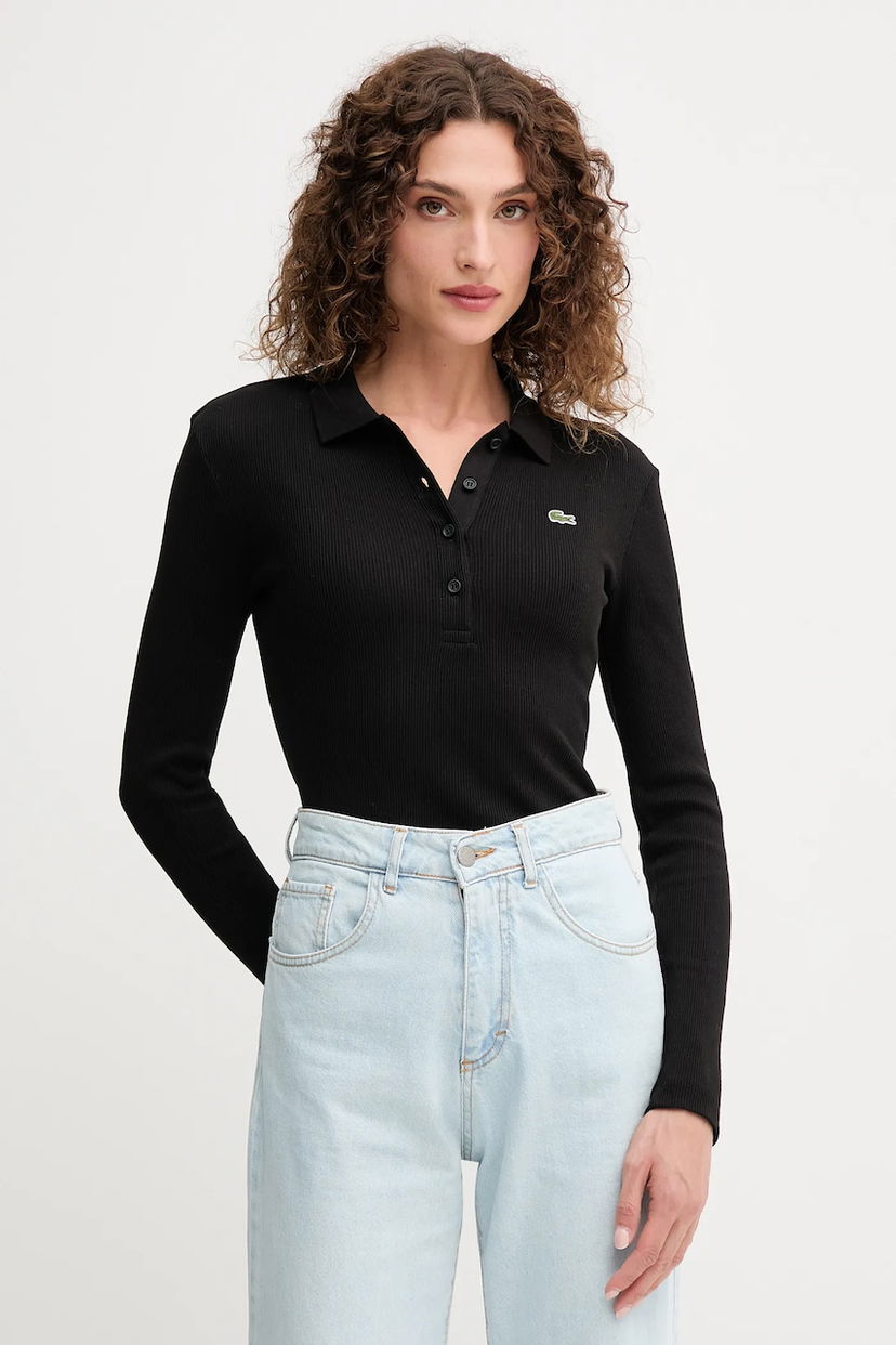 Polo tričko Lacoste Lacoste Long Sleeve Polo Shirt Čierna | DF5281