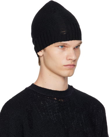 Kulicha Ann Demeulemeester Ann Demeulemeester Edon Destroyed Seed Stitch Beanie Čierna | B0013176-KN071-099, 1