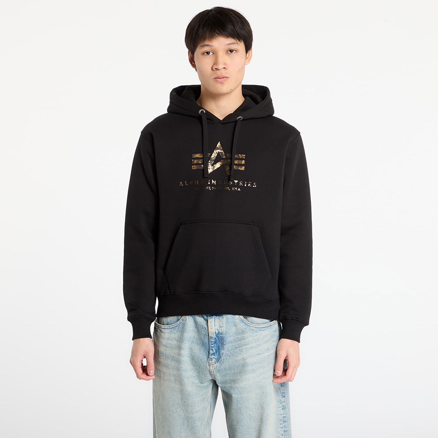 Mikina Alpha Industries Basic Hoodie Effect Print Čierna | 178312EP-03, 0