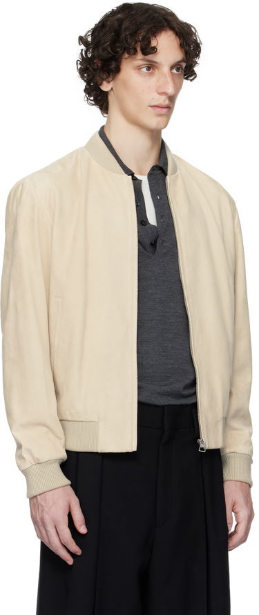 Bomber bunda BOSS BECKHAM x BOSS Suede Bomber Jacket Béžová | 50549074, 2