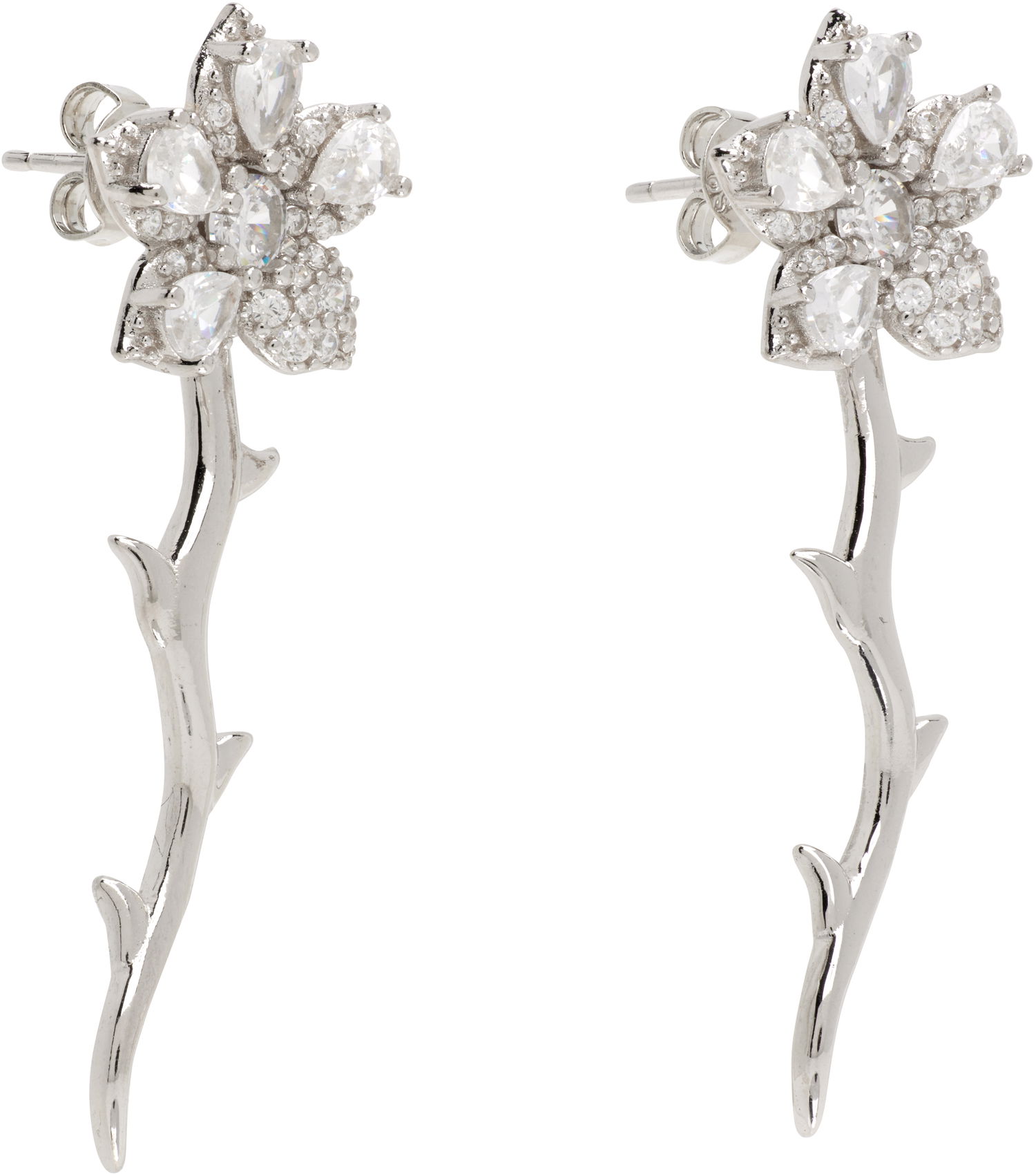 Náušnice Collina Strada Crystal Floral Thorned Vine Drop Earrings Metalická | XX1025, 1