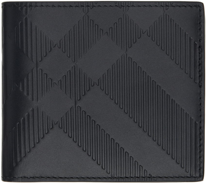 Black Embossed Check Bifold Wallet