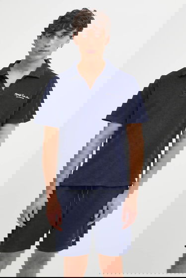 Polo tričko Sporty & Rich Eden Script Terry Polo Shirt Navy | TO03260673BL106, 0