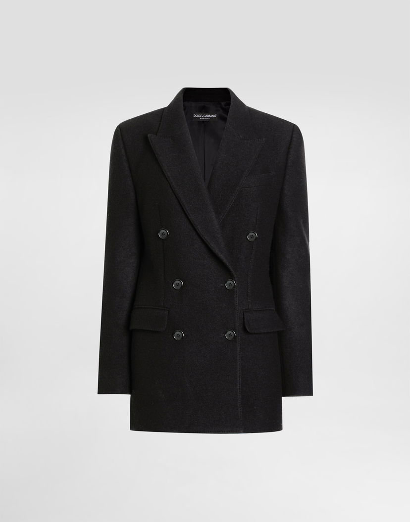 Bunda Dolce & Gabbana Dolce & Gabbana Double-Breasted Wool Jacket Čierna | F29UBTHU2BBN0000