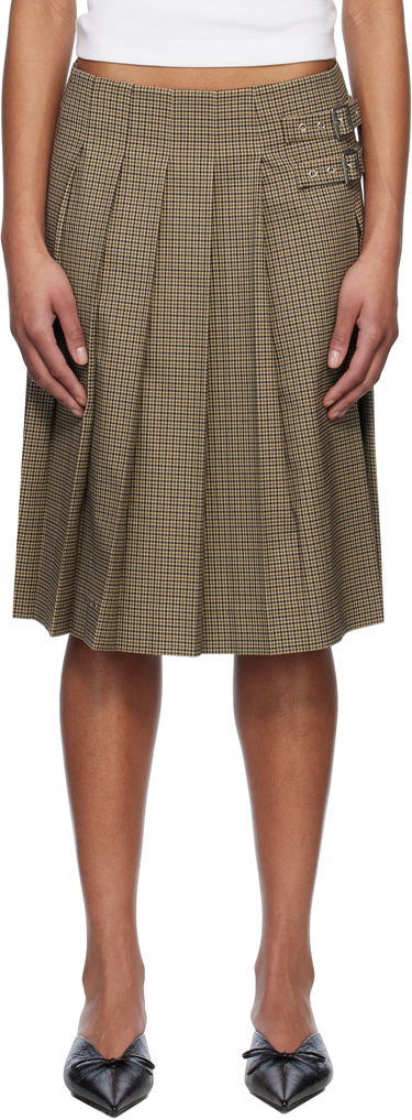 Sukňa We11done We11done Checkered Pleated Midi Skirt Hnedá | WD-SK0-25-262-W-BG, 0