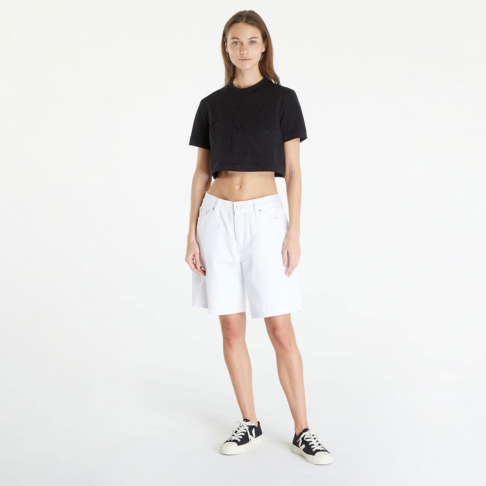 Premium Monologo Cropped T-Shirt Black