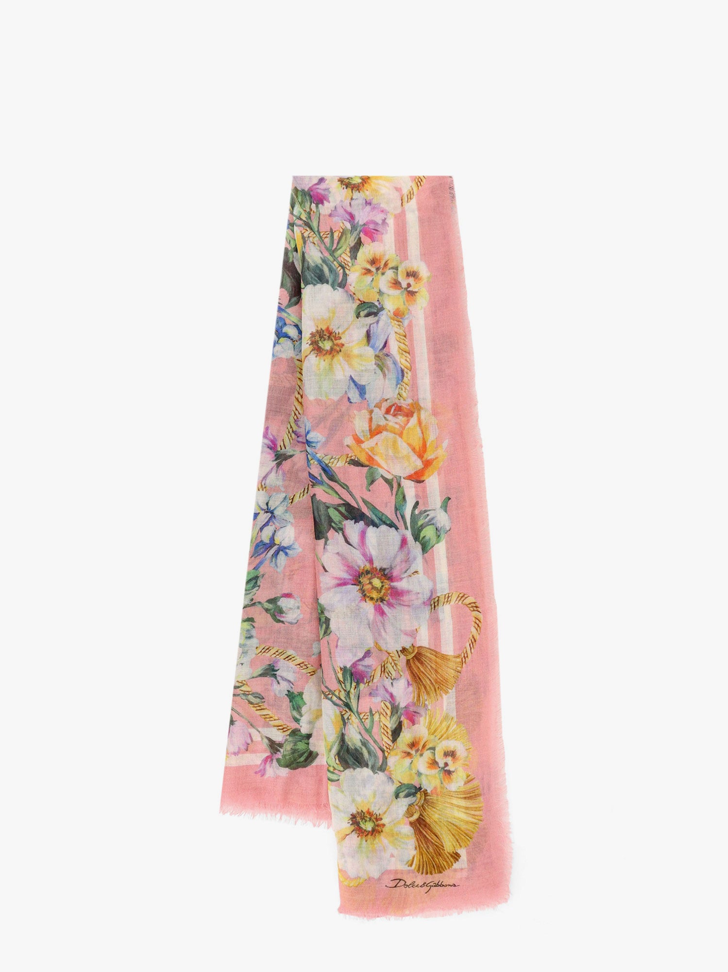 Šál Dolce & Gabbana Dolce & Gabbana Floral Print Silk Scarf Ružová | FS209AGDCUSHH5JC, 0
