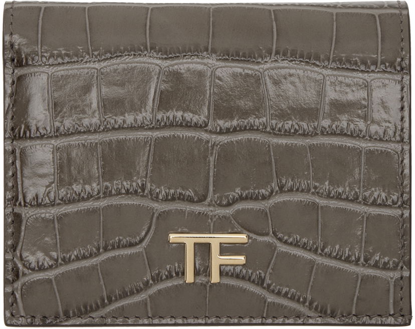 Peňaženka Tom Ford Shiny Stamped Croc Compact Wallet Šedá | S0478-LCL395P