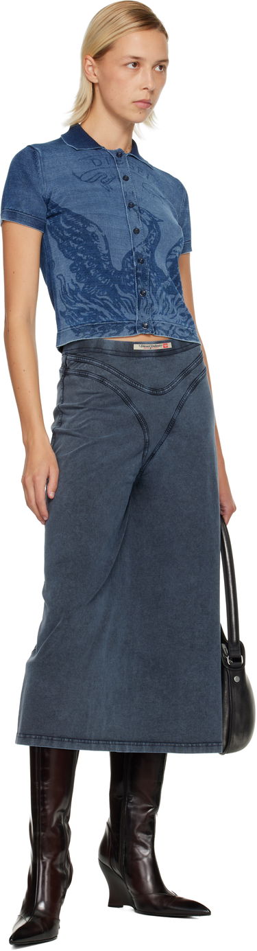 Polo tričko Diesel Graphic Rib Knit Cropped Polo Modrá | A18863 0BJBS, 3