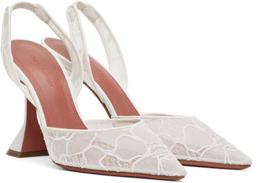 Tenisky a topánky Amina Muaddi Amina Muaddi Holli Lace Slingback Heels Biela | HOLLI LACE SLING LACE, 3