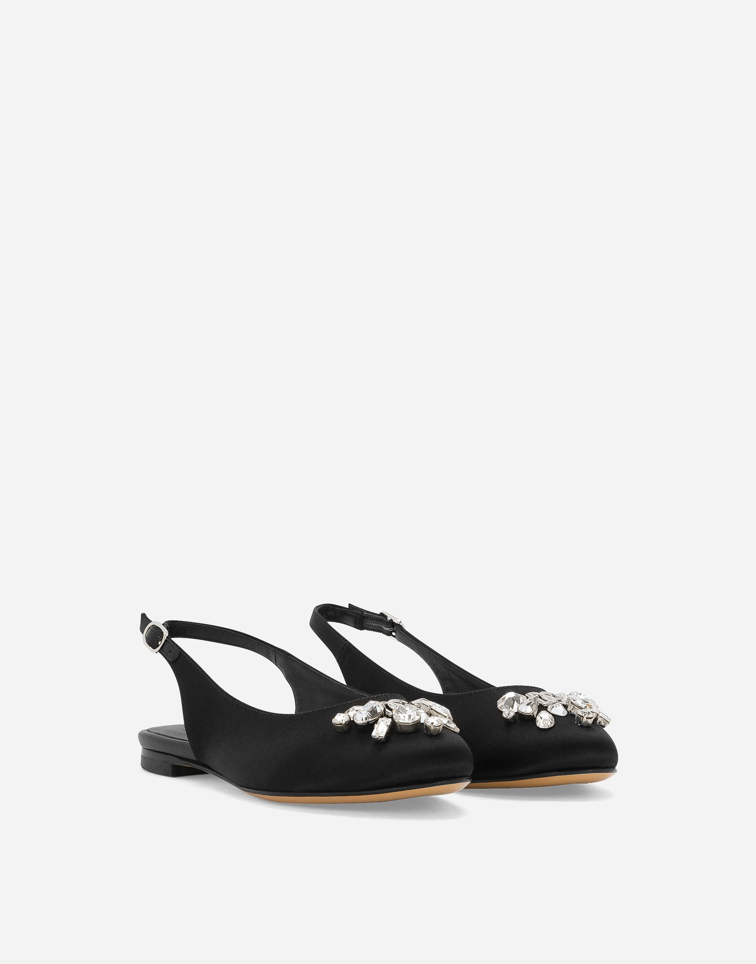 Tenisky a topánky Dolce & Gabbana Satin Slingbacks with Crystal Embellishment Čierna | D11232A477280999, 1