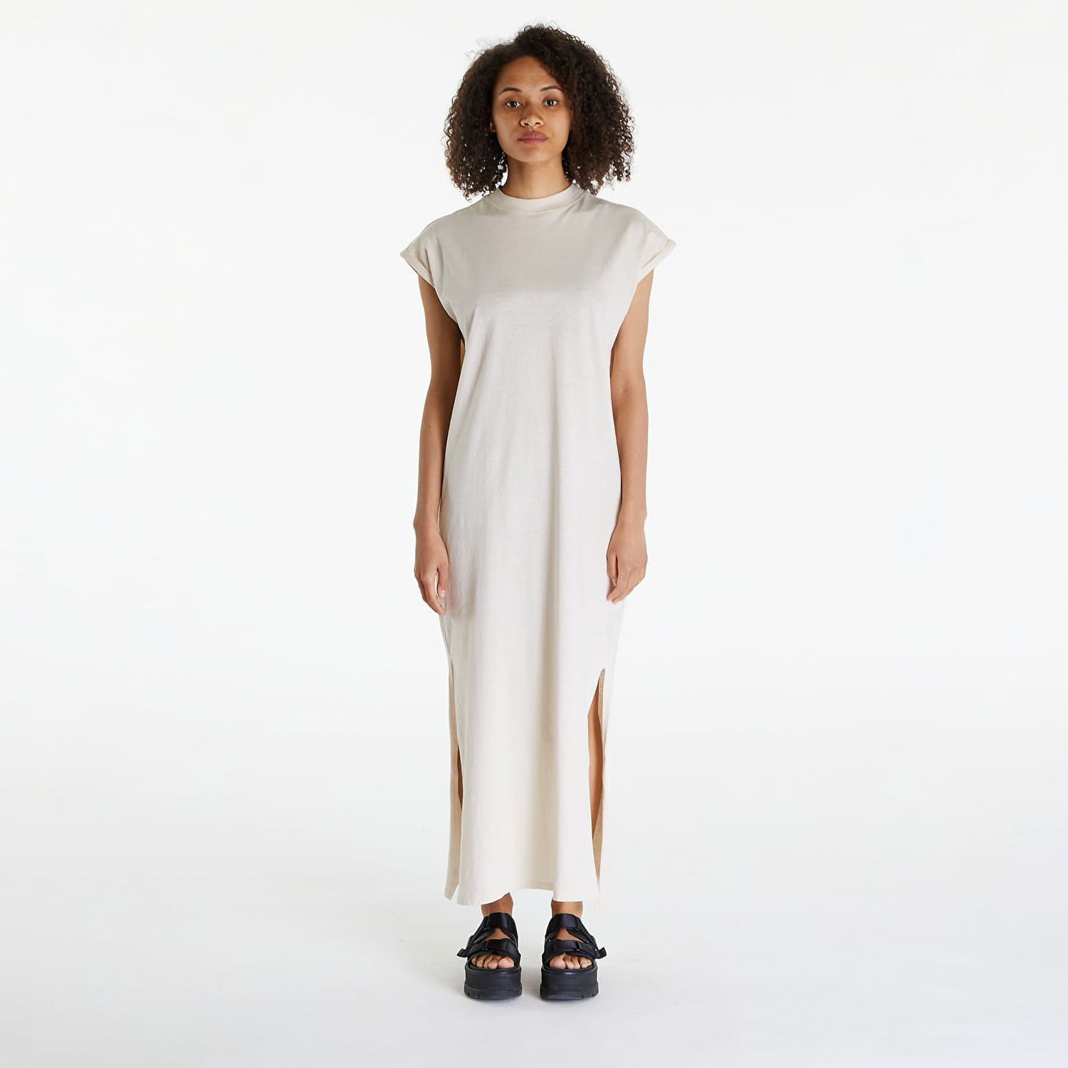 Šaty Urban Classics Dresses Ladies Long Extended Shoulder Dress Whitesand Béžová | TB6027-02903, 0