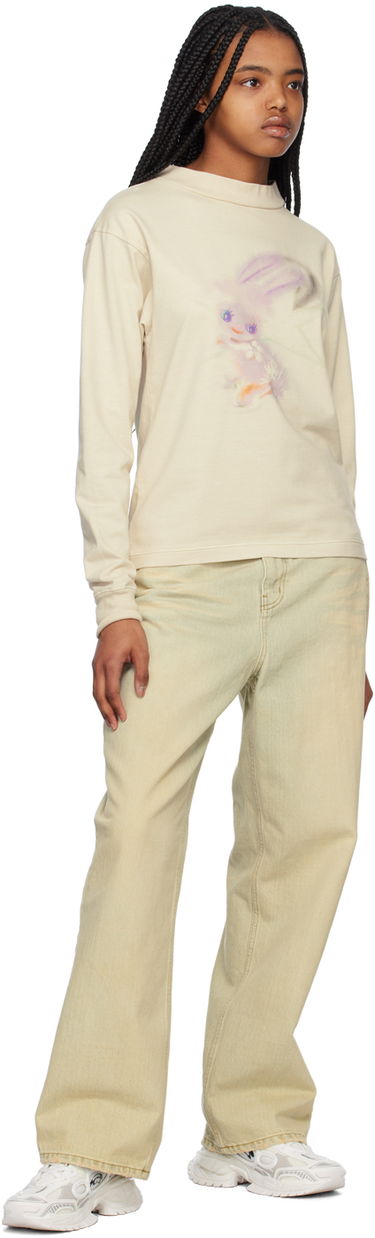 Sveter We11done We11done Crewneck Long Sleeve T-Shirt with Bunny Print Béžová | WD-TT1-23-792-U-IV, 3