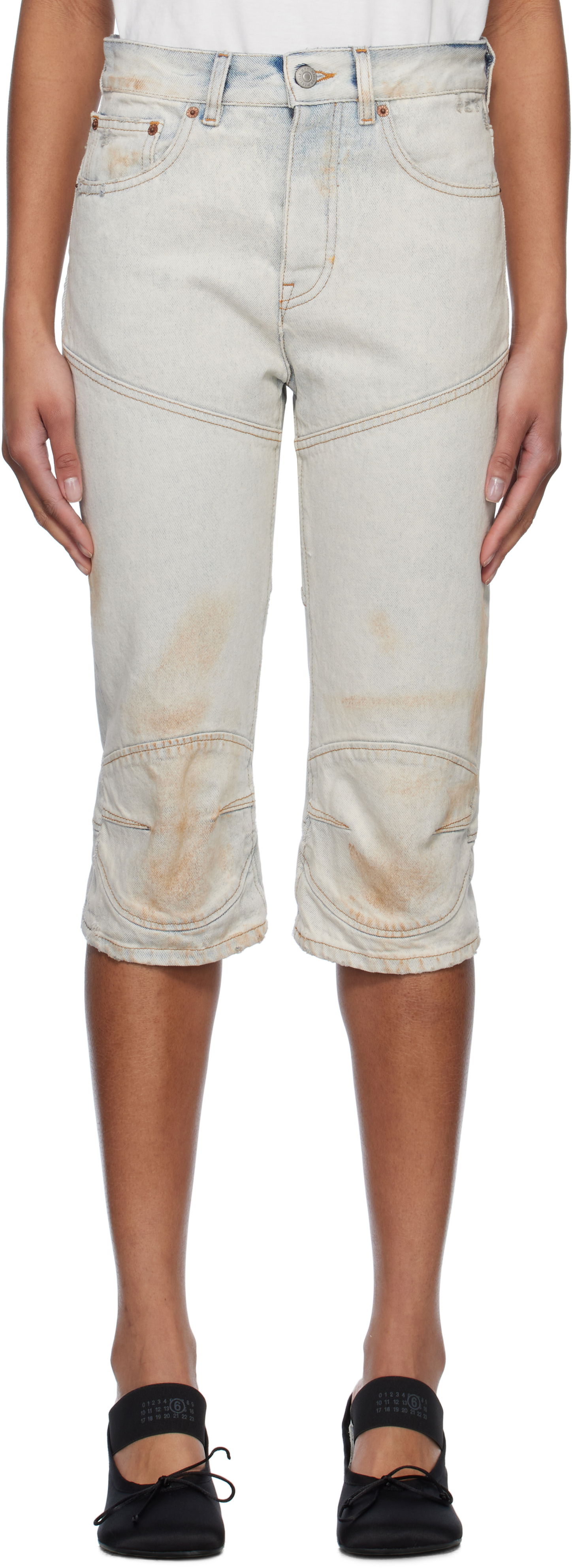 Šortky Maison Margiela MM6 Maison Margiela Panel Sprayed Capri Denim Shorts Modrá | S52MU0130 M30018, 0
