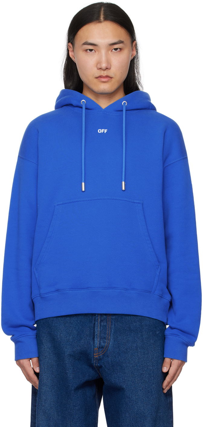 Mikina Off-White Blue Printed Hoodie Modrá | OMBB085S24FLE0104601, 0