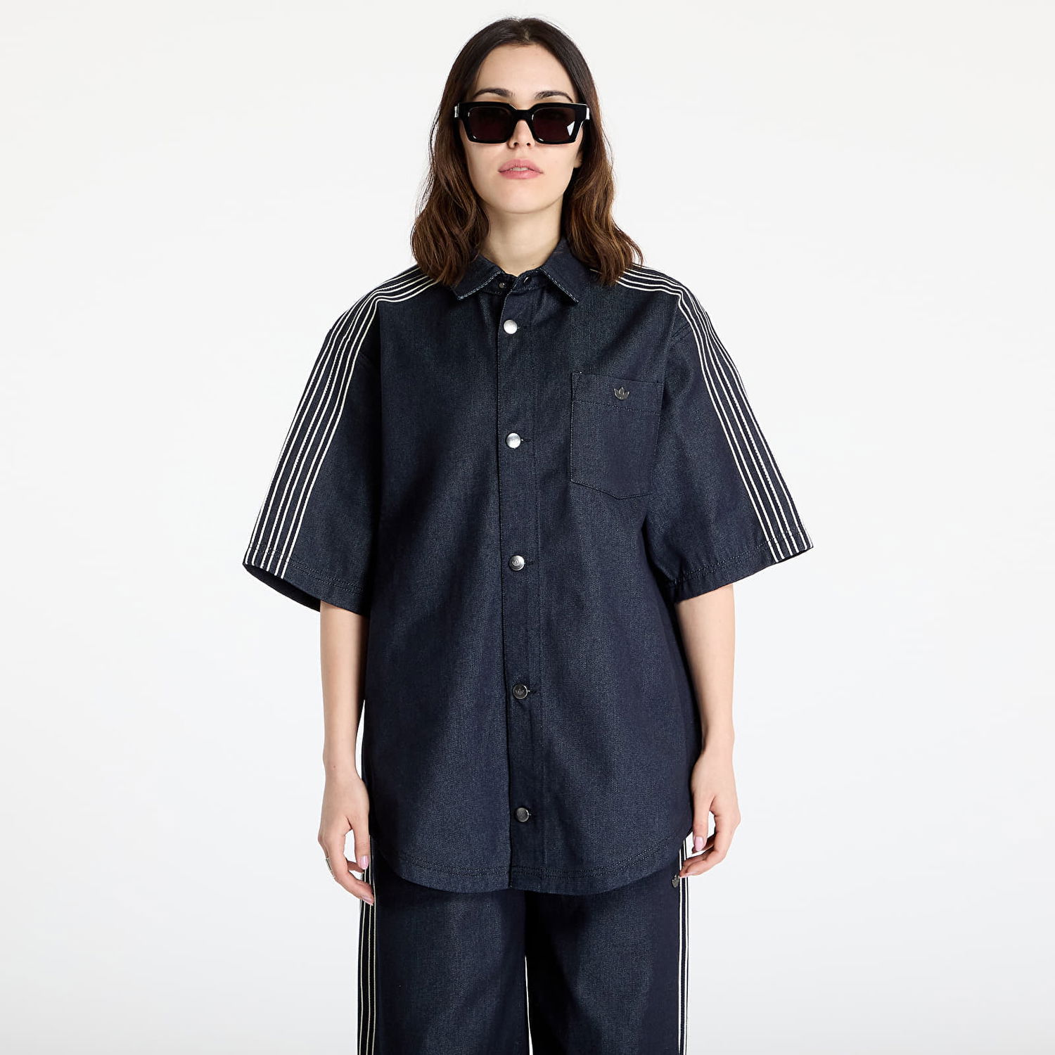 Košeľa adidas Originals adidas Denim Short Sleeve Shirt Navy | JJ3146, 0
