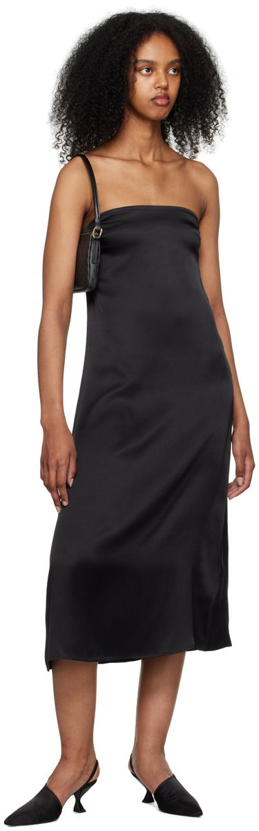 Šaty Anine Bing Anine Bing Megan Strapless Midi Silk Satin Dress Čierna | A-02-1410-000A, 3