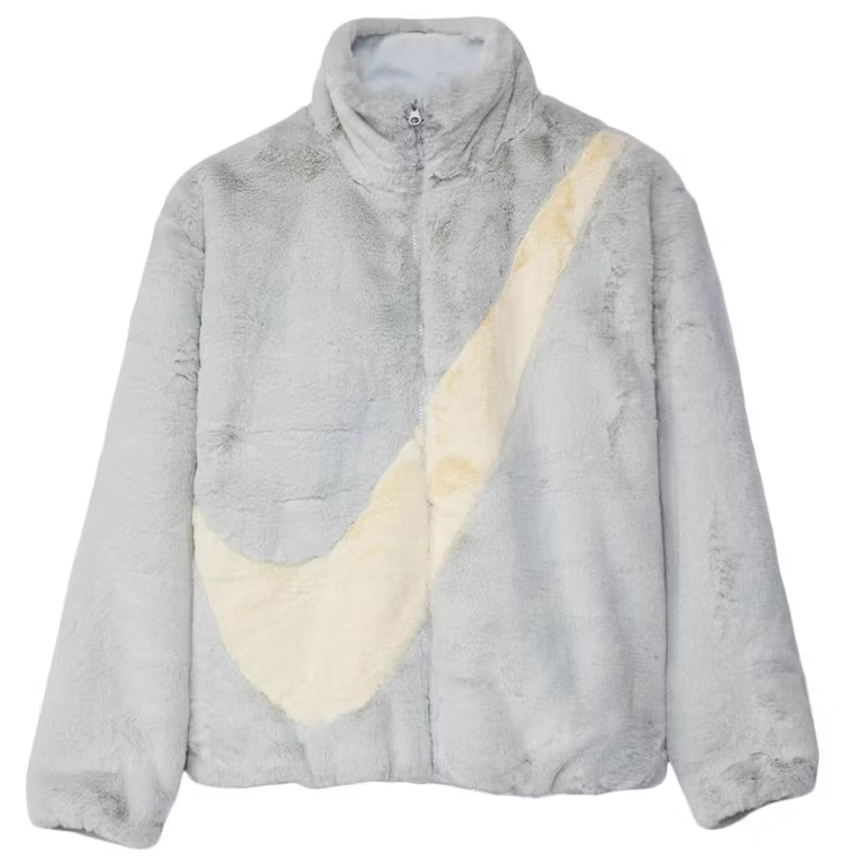 Bunda Nike Faux Fur Oversized Swoosh Logo Jacket Biela | DO3791-025, 0