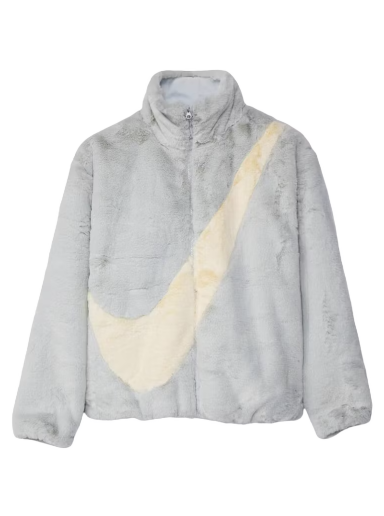 Bunda Nike Faux Fur Oversized Swoosh Logo Jacket Biela | DO3791-025