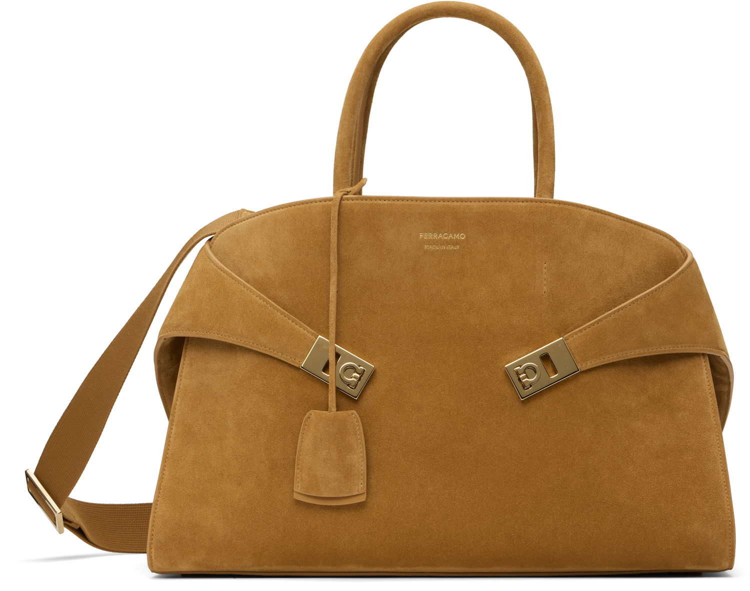 Kabelka FERRAGAMO Ferragamo Hug Suede Shoulder Bag Hnedá | 779242, 0
