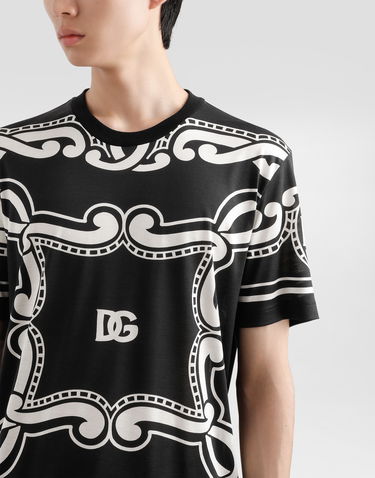 Tričko Dolce & Gabbana Dolce & Gabbana Bandanna Print Silk T-Shirt Čierna | G8RN8TII7FMHN9RA, 3