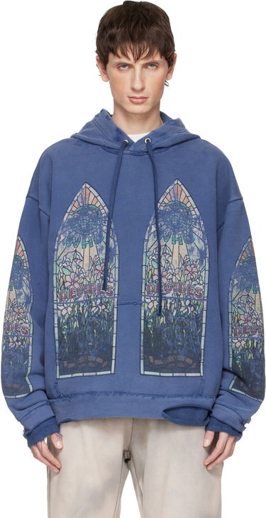 Mikina Who Decides War Who Decides War Faded Distressed Stained Glass Print Hoodie Modrá | 1110190010FW25, 0