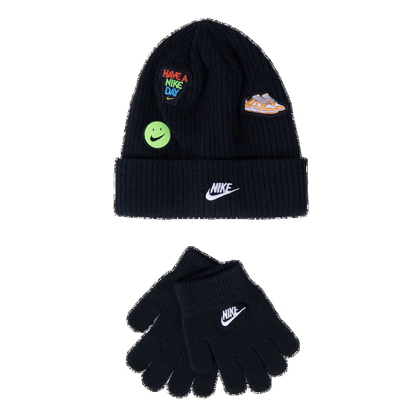 Doplnky Nike Knit Beanie and Gloves Set with 'Have a Nike Day' Patches Čierna | 9A3135-023