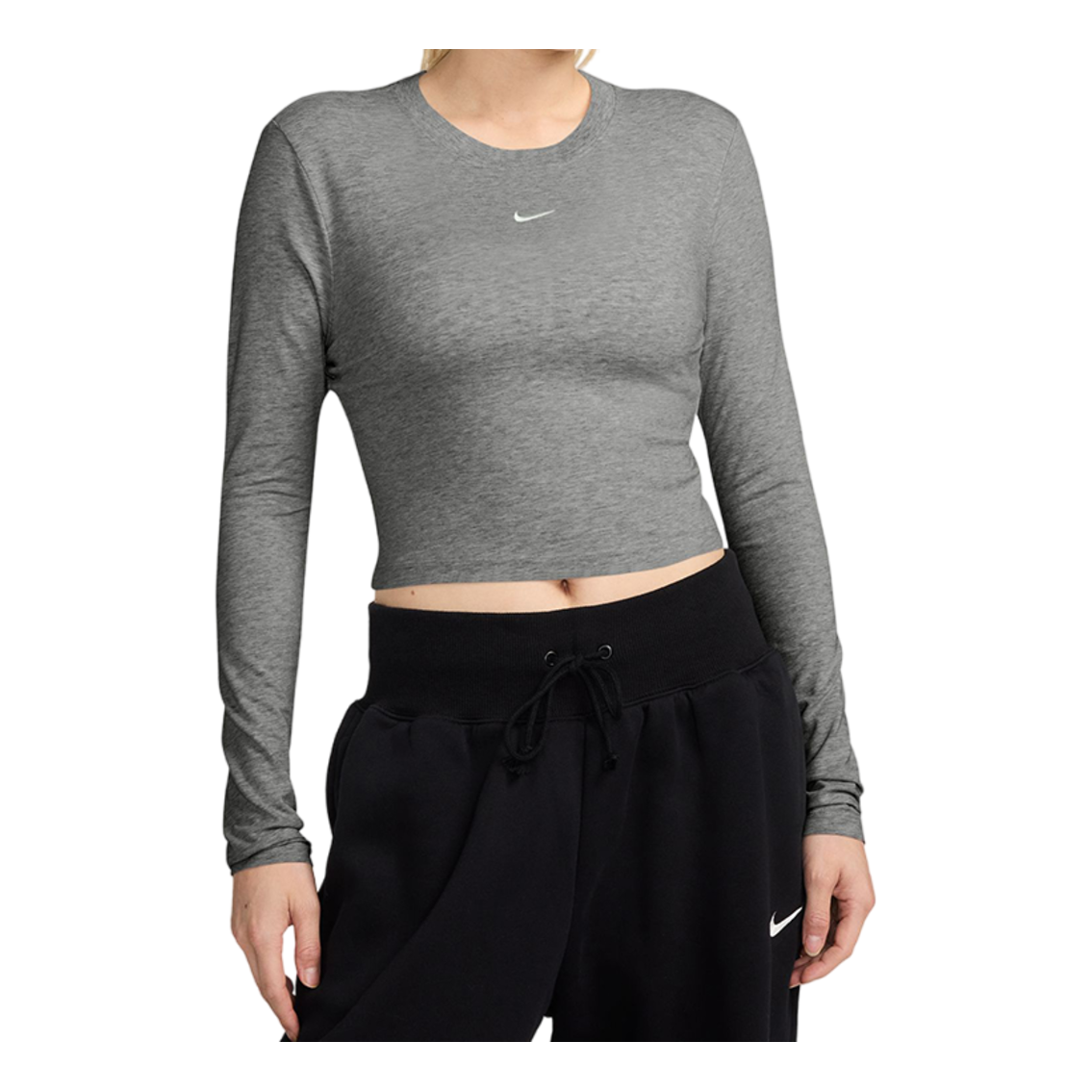 Crop Top Nike Women's Slim-Fit Cropped Long Sleeve T-Shirt Šedá | HF5323-023, 0