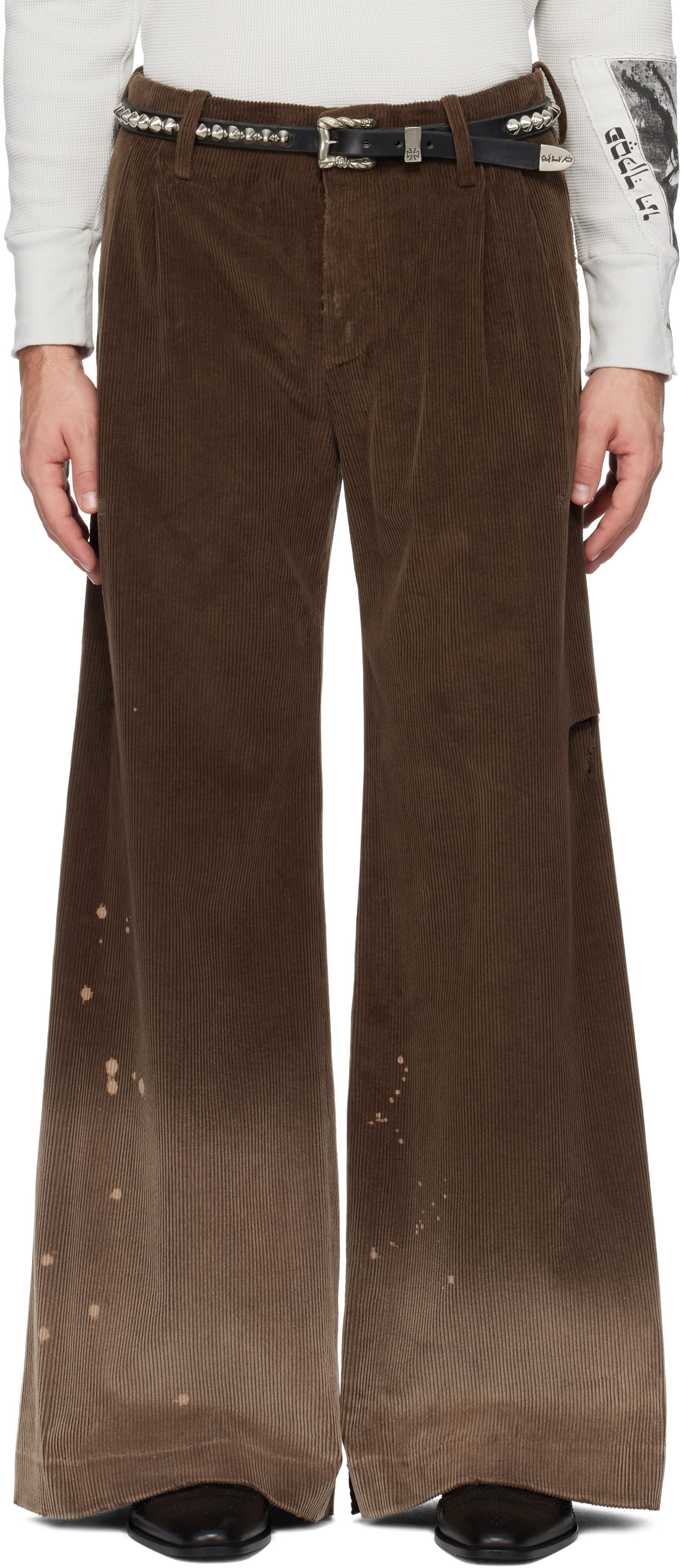 Nohavice Enfants Riches Déprimés Enfants Riches Déprimés Corduroy Wide Leg Flare Trousers Hnedá | 060-275, 0