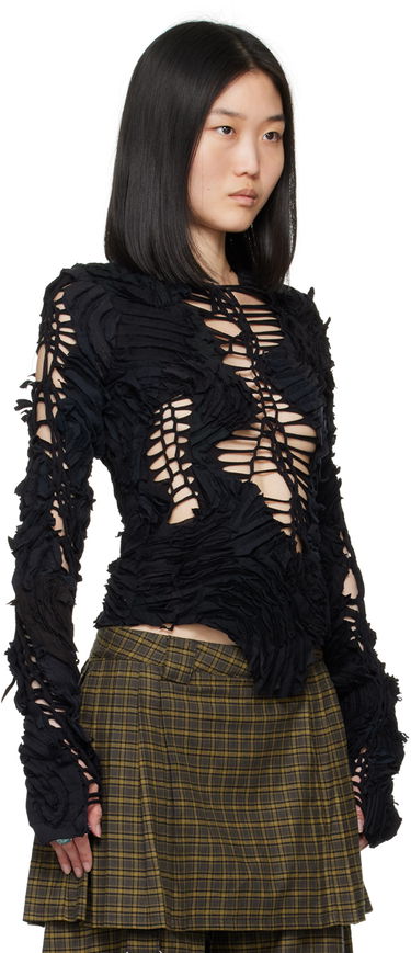 Sveter Collina Strada Collina Strada Chirp Cutout Long Sleeve Top Čierna | XX3275, 3