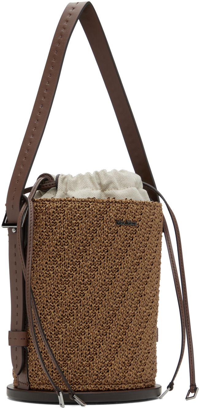 Archetipo Leather-Trimmed Raffia Bucket Bag