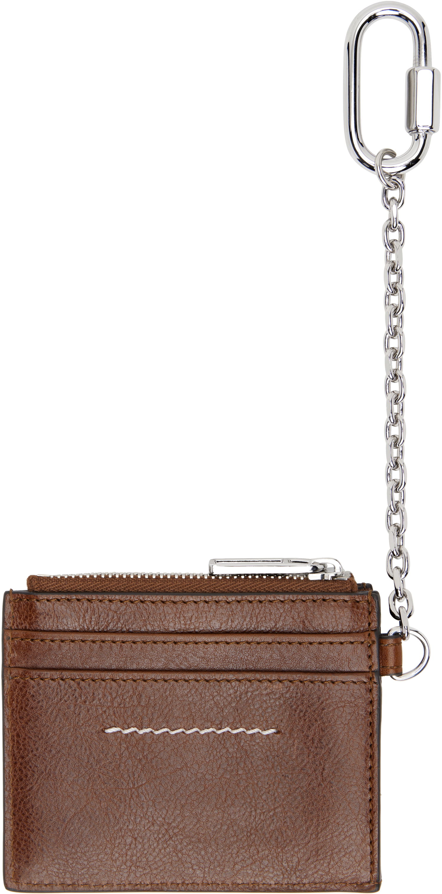 Peňaženka Maison Margiela MM6 Maison Margiela Leather Card Holder with Carabiner Chain Hnedá | SA5UI0021 P7253, 1